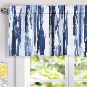 Luxury Home | Elegant Blueberry Watercolor Brush Strokes Print Window Valence